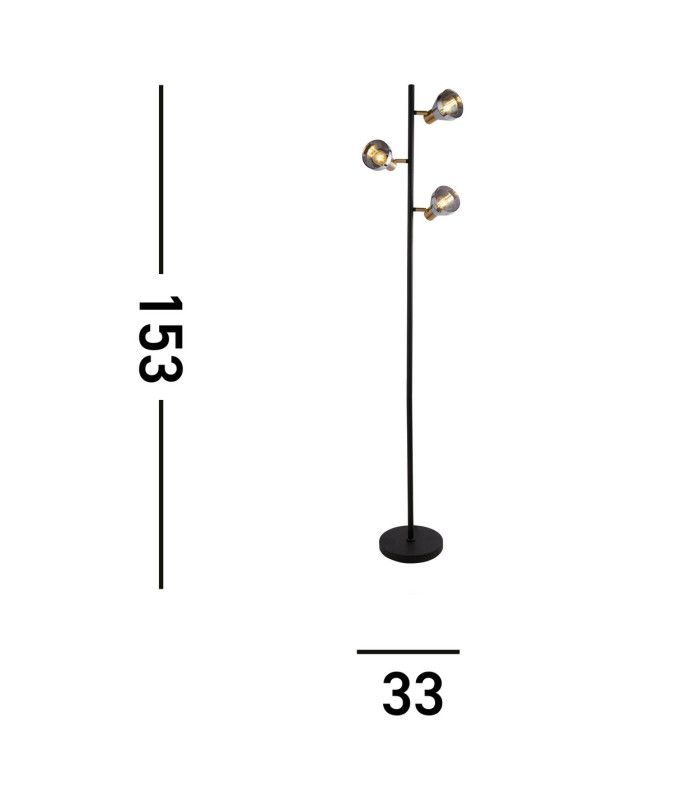 Westminster 3 Light Floor LampBlackSatin Brass Smoked_Line