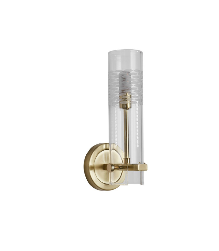 Scope Bathroom Wall Light Satin Brass Clear Etched Glass_Off