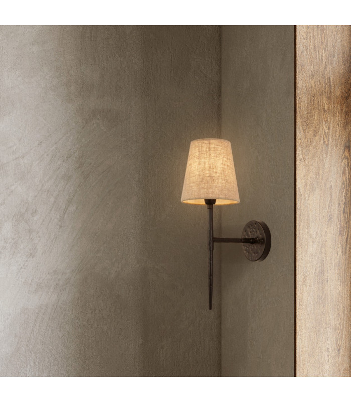 Gothic Wall Light Hammered Black Natural Linen_Room