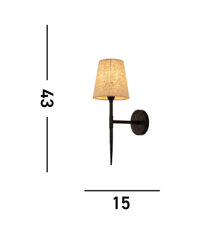 Gothic Wall Light Hammered Black Natural Linen_Line