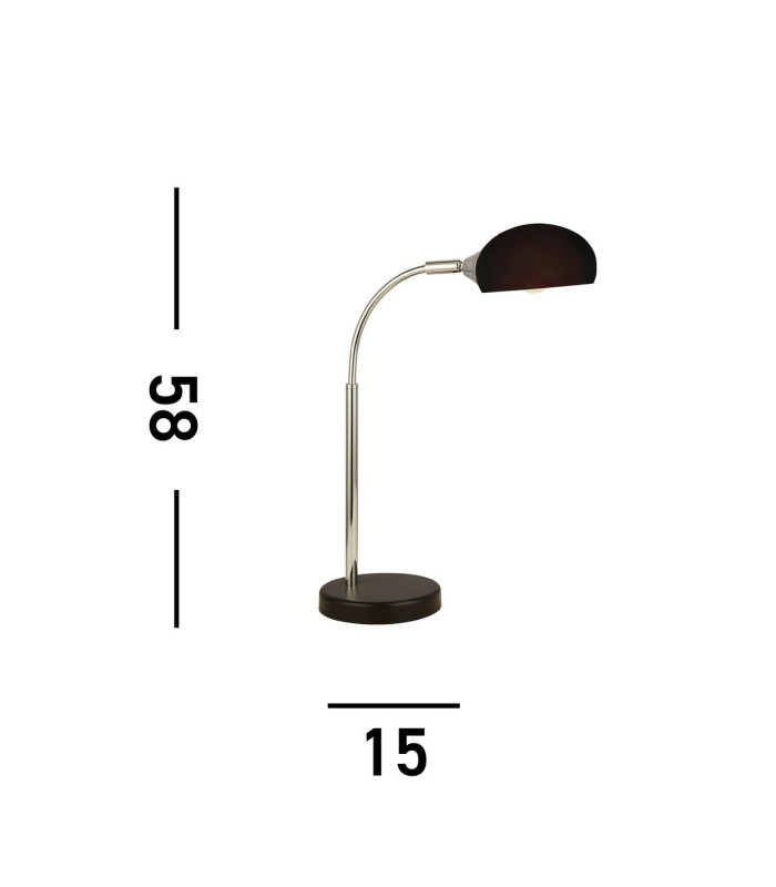 Astro Table Lamp Black Chrome Black Glass Shade_Line