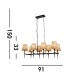 Gothic 8 Light Bar Pendant Hammered Black Natural Linen_Line