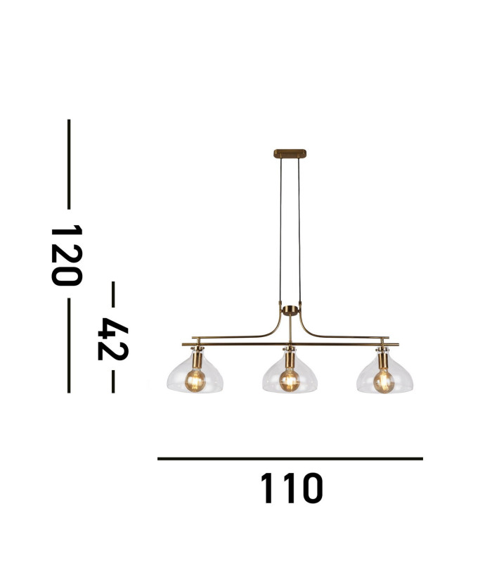 Margarita 3 Light Bar Pendant Brass Glass_Line