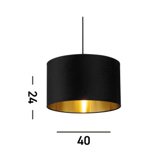 Drum Shade Black Velvet with Gold Inner Dia.40cm_Line