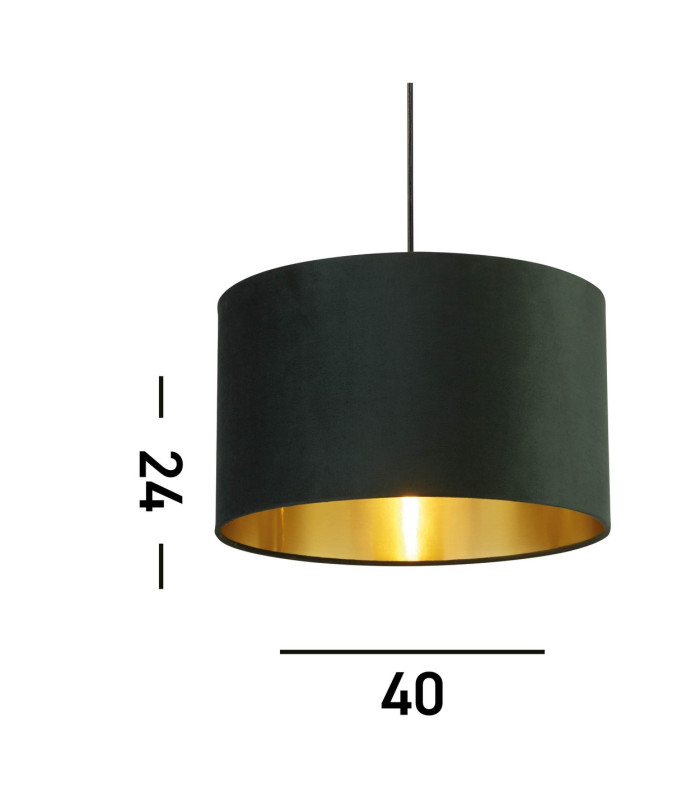 Drum Shade Green Velvet with Gold Inner_Line
