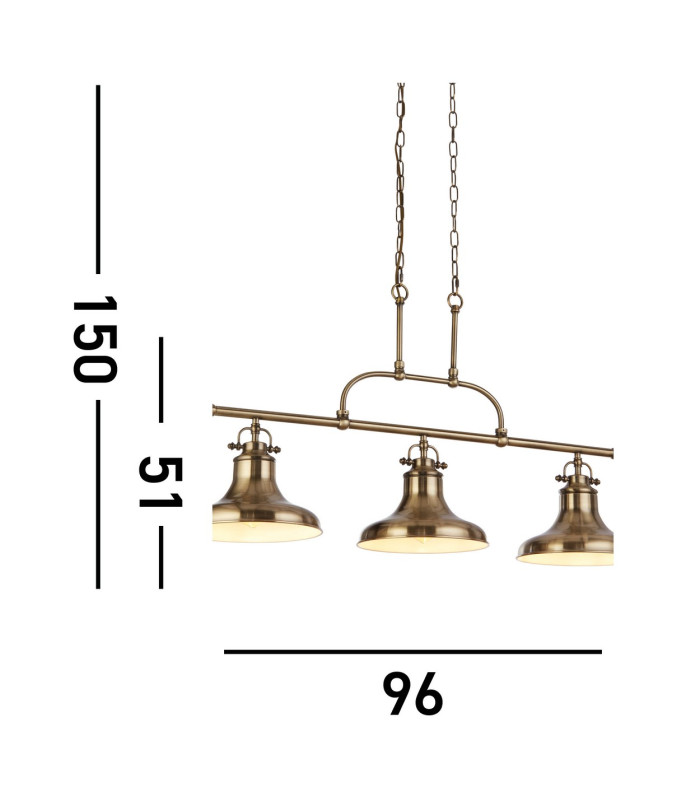 Dallas 3 Light Bar Pendant Antique Brass Metal_Line