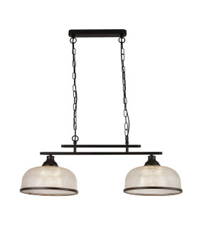 Highworth 2 Light Pendant Black Holophane Style Glass_Main