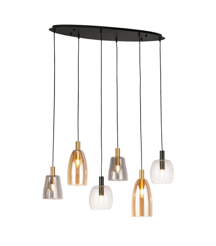Divine 6 Light MultiDrop Pendant Black Coloured Glass_Main