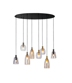 Divine 8 Light MultiDrop Pendant Black Coloured Glass_Main