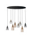 Divine 8 Light MultiDrop Pendant Black Coloured Glass_Off
