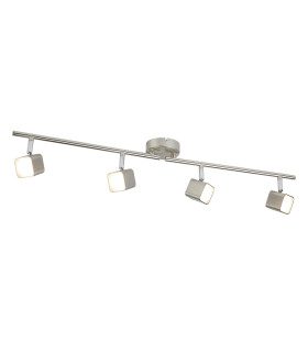 Quad 4 Light LED Square Head Split Bar Spotlight Satin Silver_Main