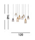 Divine 8 Light MultiDrop Pendant Black Coloured Glass_Line