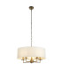Knightsbridge 5 Light Pendant Antique Brass White Linen Shade_Main