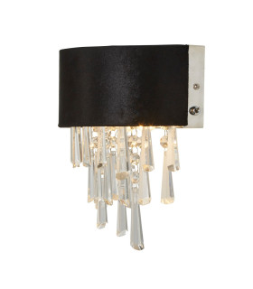Glamour 2 Light Wall Light Black Velvet Clear Crystal_Main