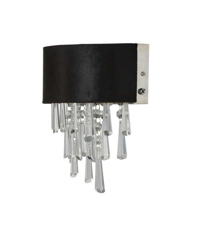 Glamour 2 Light Wall Light Black Velvet Clear Crystal_Off