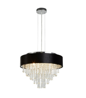 Glamour 5 Light Pendant/SemiFlush Black Velvet Clear Crystal_Main