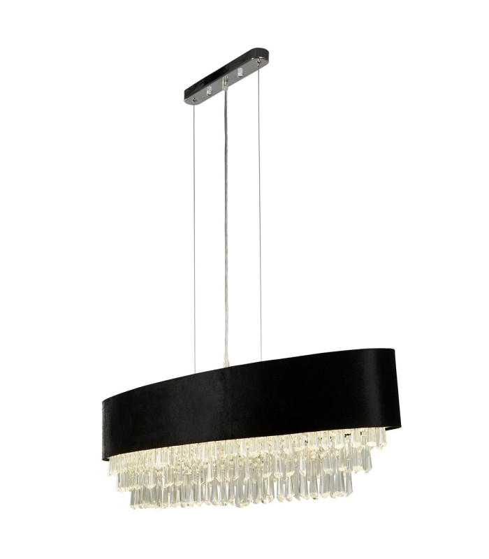 Glamour 8 Light Oval Pendant Black Velvet Clear Crystal_Main