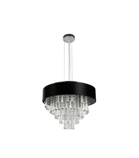 Glamour 5 Light Pendant/SemiFlush Black Velvet Clear Crystal_Off