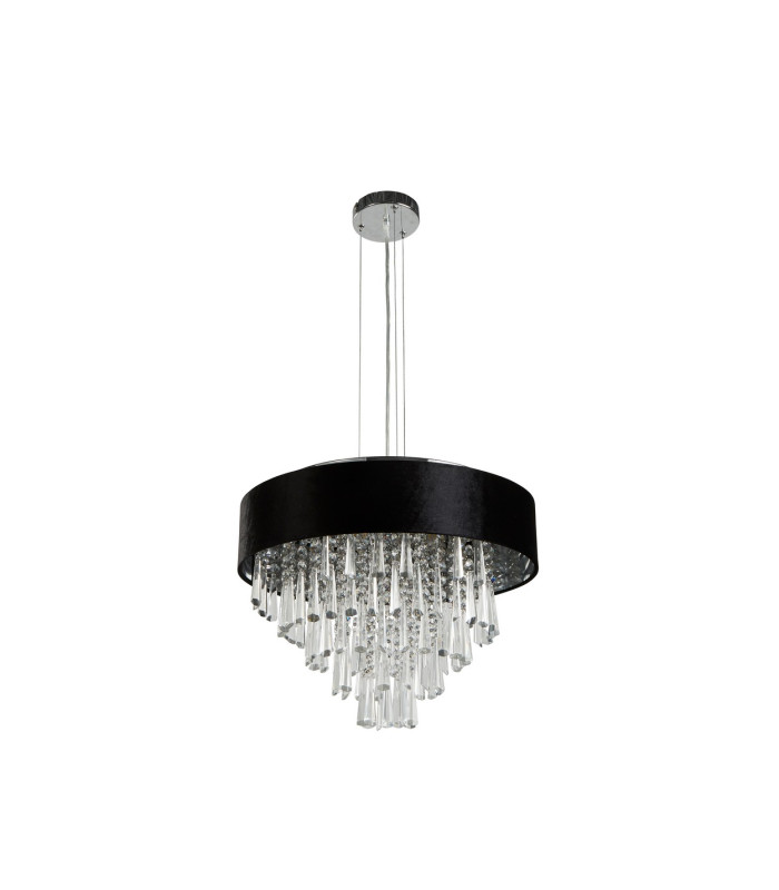 Glamour 5 Light Pendant/SemiFlush Black Velvet Clear Crystal_Off