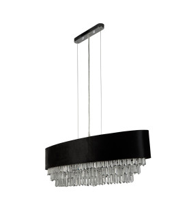 Glamour 8 Light Oval Pendant Black Velvet Clear Crystal_Off