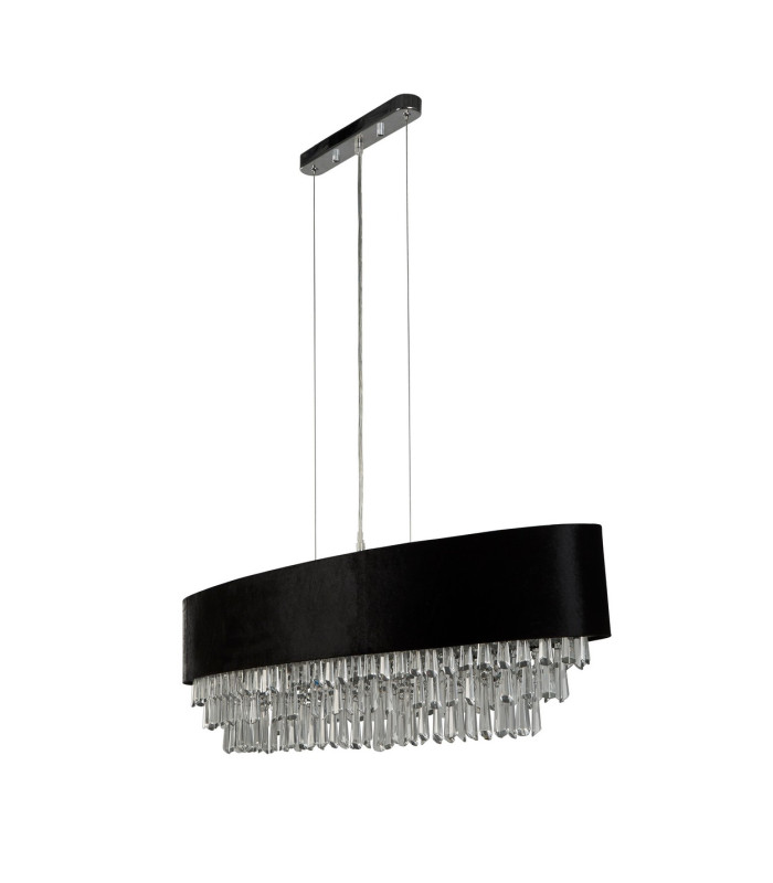 Glamour 8 Light Oval Pendant Black Velvet Clear Crystal_Off