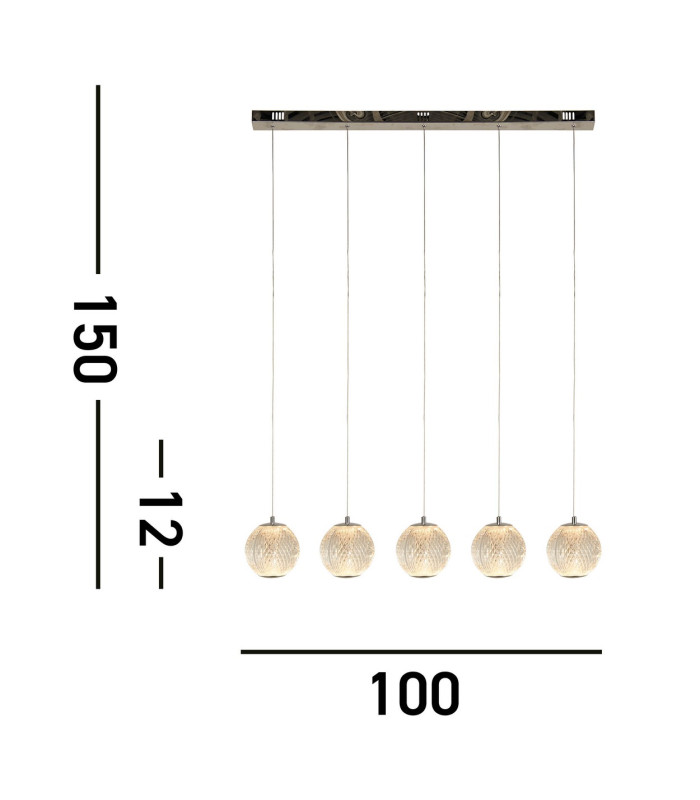 Allure 5 Light Bar Pendant Chrome Clear Acrylic_Line