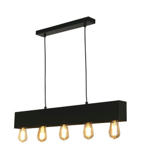 Piano 5 Light Diner Bar Pendant Matt Black Metal_Main