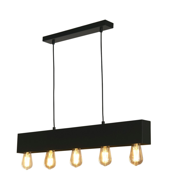 Piano 5 Light Diner Bar Pendant Matt Black Metal_Main