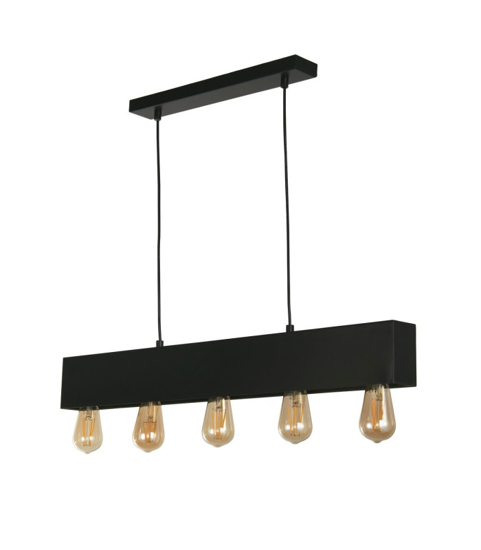 Piano 5 Light Diner Bar Pendant Matt Black Metal_Off