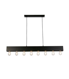 Piano 8 Light Diner Bar Pendant Matt Black Metal_Main