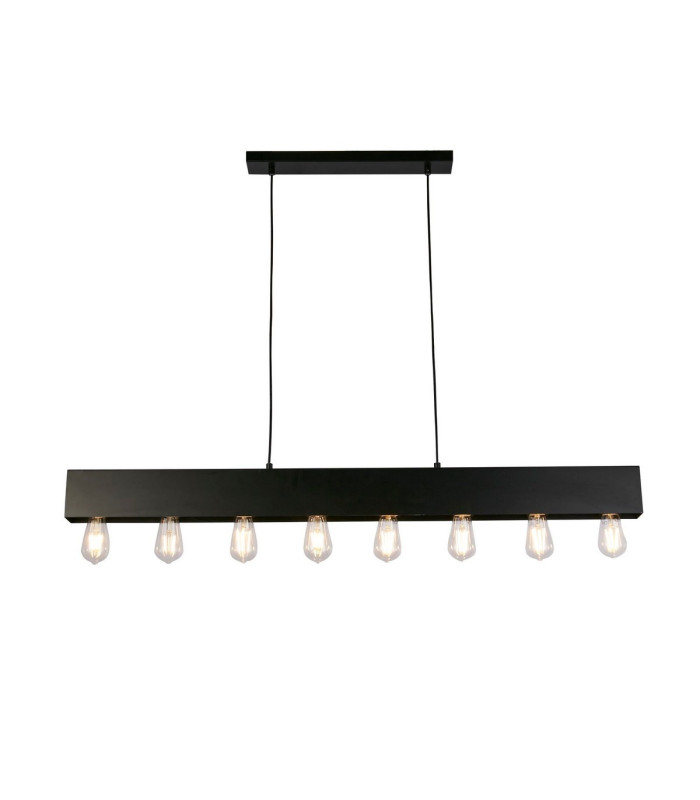 Piano 8 Light Diner Bar Pendant Matt Black Metal_Main