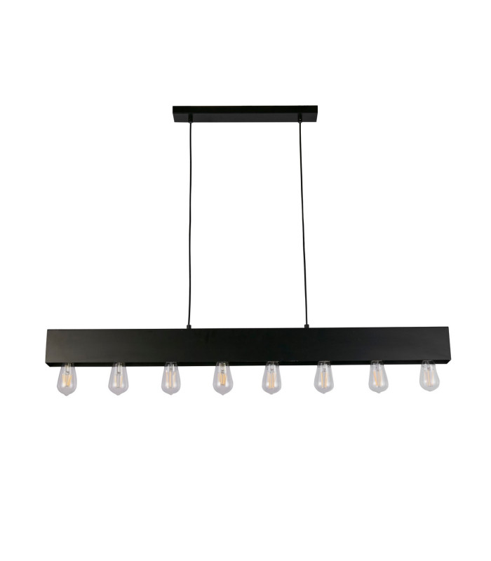 Piano 8 Light Diner Bar Pendant Matt Black Metal_Off