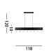 Piano 8 Light Diner Bar Pendant Matt Black Metal_Line