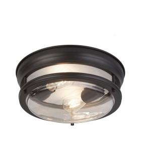 Glasgow 2 Light Flush Black Clear Glass_Main