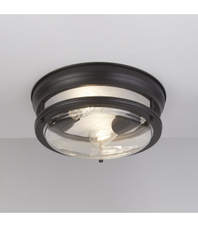Glasgow 2 Light Flush Black Clear Glass_Room