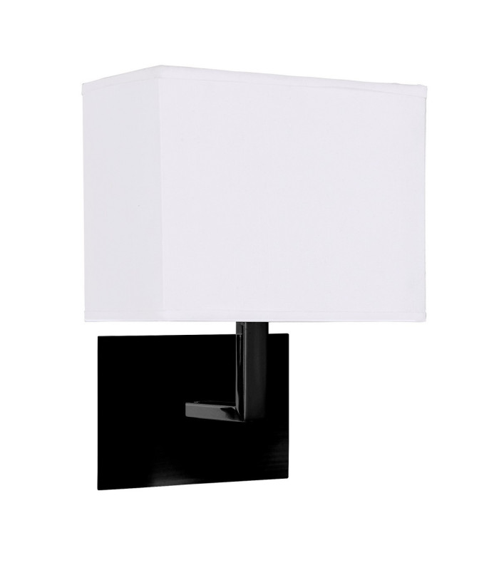 Hotel Wall Light Matt Black White Fabric Shade_Main