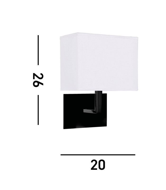 Hotel Wall Light Matt Black White Fabric Shade_Line