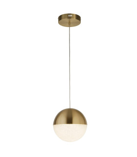 Marbles LED Pendant Satin Brass Crushed Ice Shade_Main