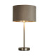 Finn USB Table Lamp Satin Nickel Taupe Velvet Shade_Main