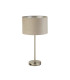 Finn USB Table Lamp Satin Nickel Taupe Velvet Shade_Off
