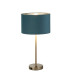 Finn USB Table Lamp Satin Nickel Teal Velvet Shade_Main
