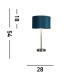Finn USB Table Lamp Satin Nickel Teal Velvet Shade_Line
