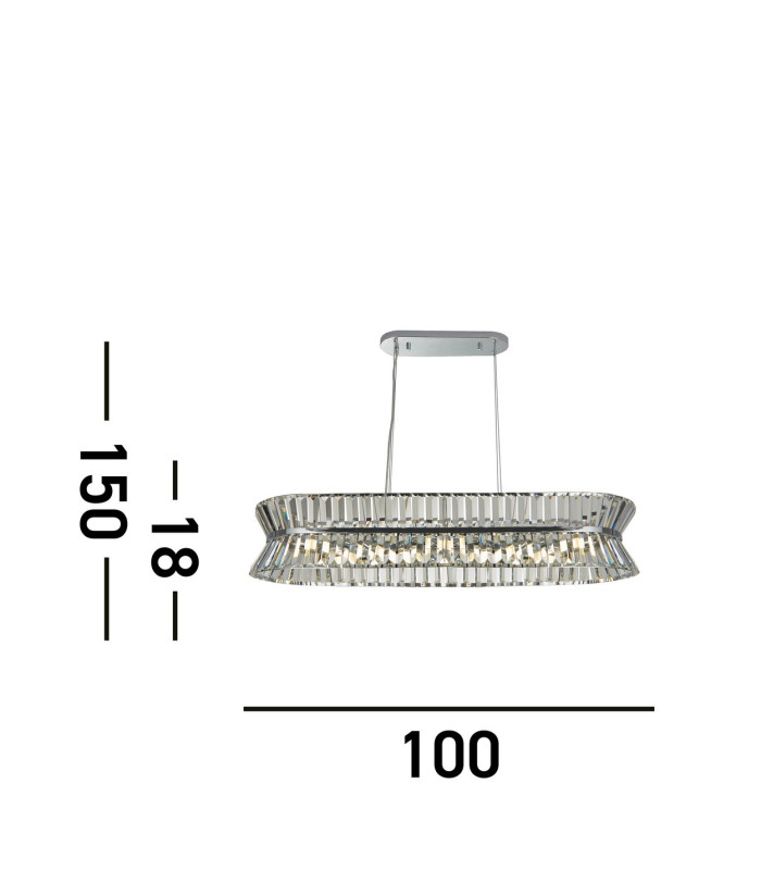 Uptown 10 Light Oval Pendant Chrome Clear Crystal_Line