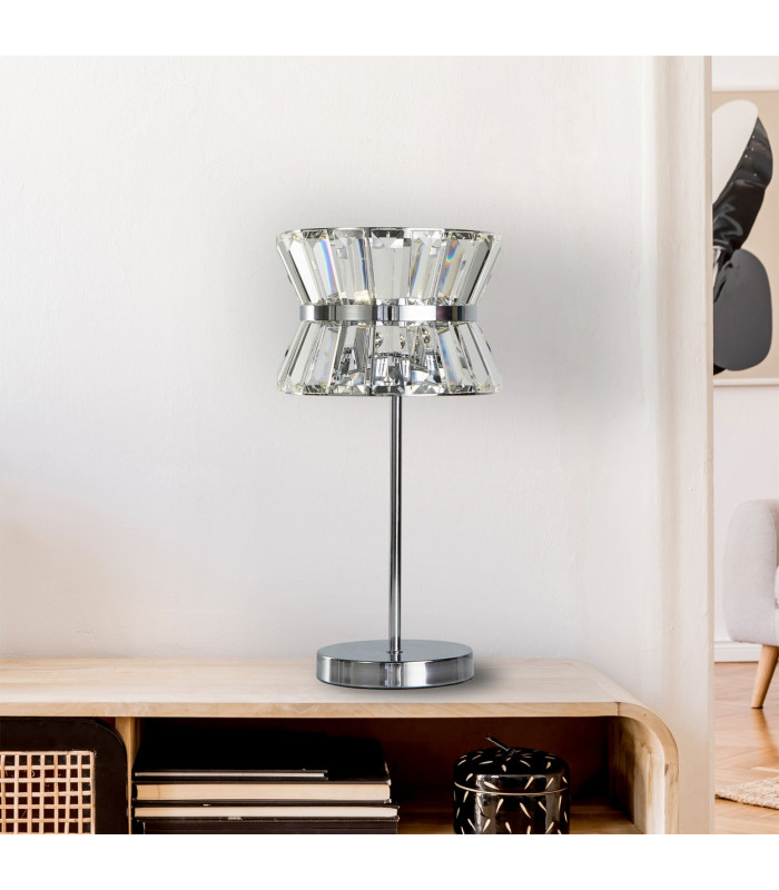 Uptown 2 Light Table Lamp Chrome Clear Crystal_Room