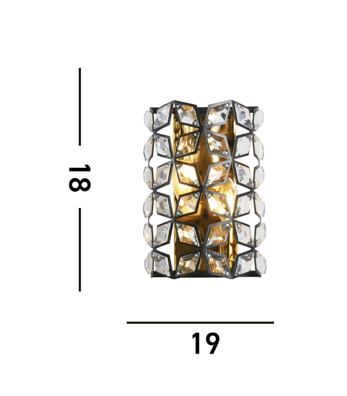 Iris Wall Light Black Crystal Brass_Line