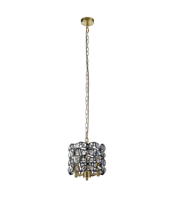 Iris 2 Light Pendant Black Crystal Brass_Off