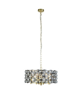 Iris 5 Light Pendant Black Crystal Brass_Main