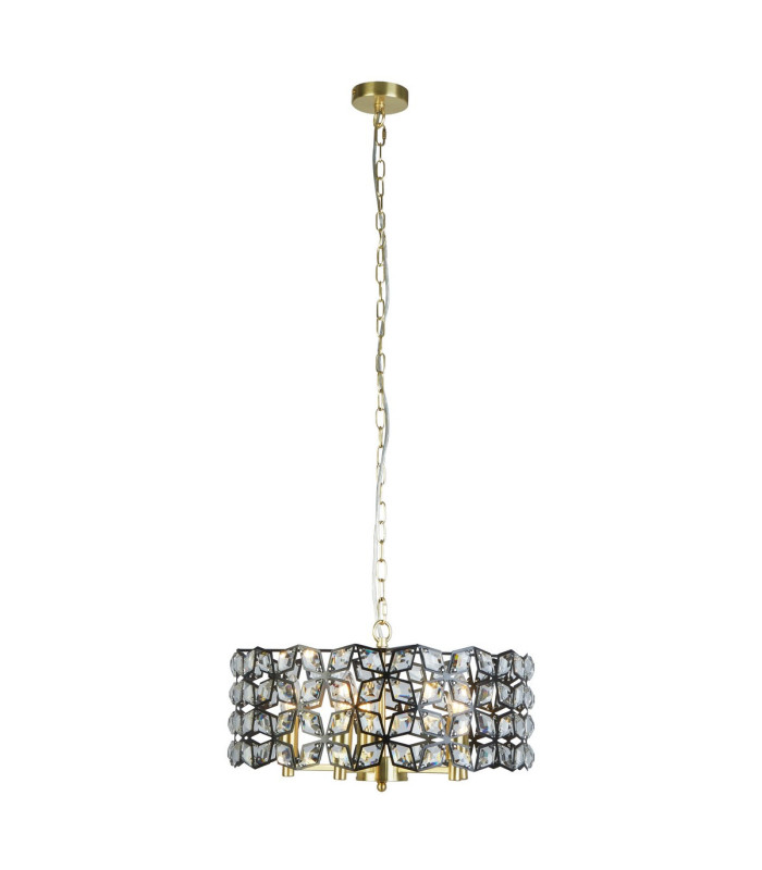 Iris 5 Light Pendant Black Crystal Brass_Main