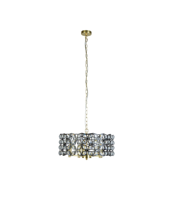 Iris 5 Light Pendant Black Crystal Brass_Off