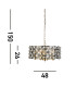 Iris 5 Light Pendant Black Crystal Brass_Line